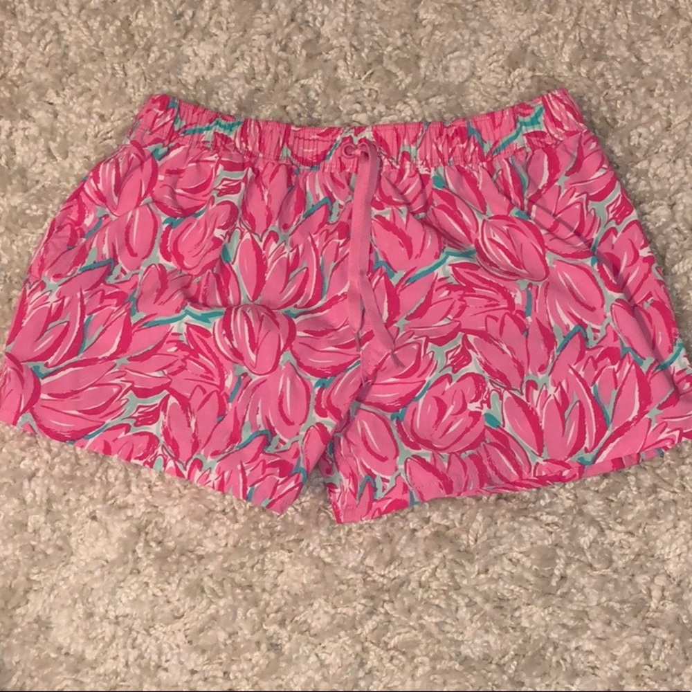 Lauren James Pink Floral Tulip Print Shorts